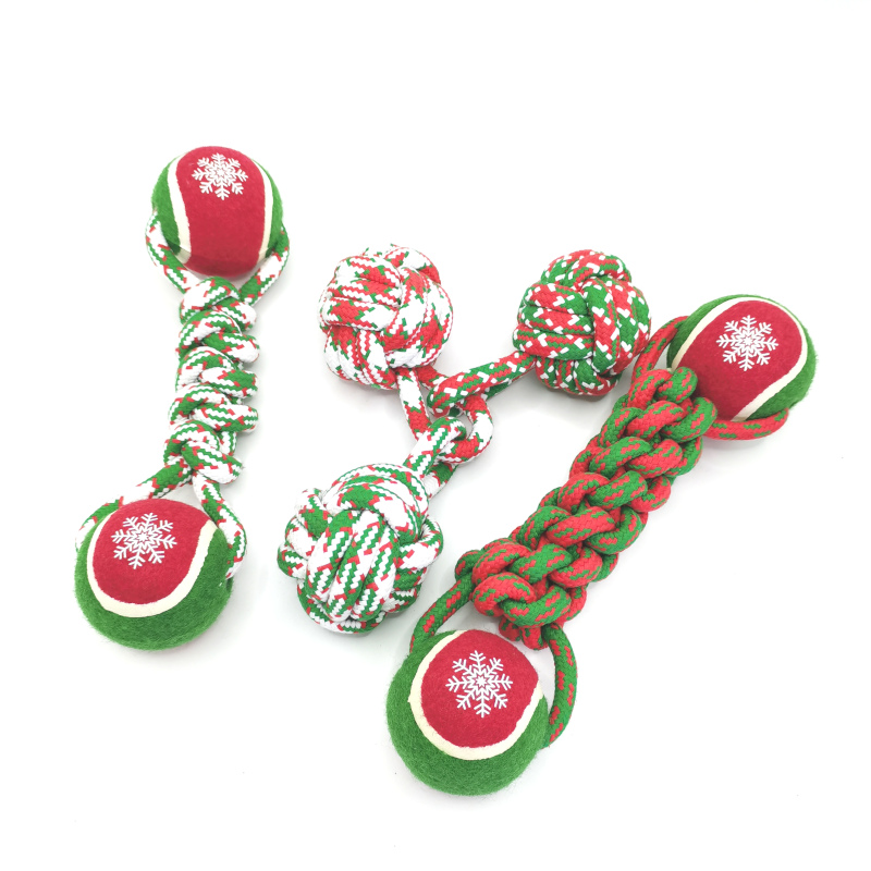 Brinquedo para cachorro de estimação com corda de algodão de Natal