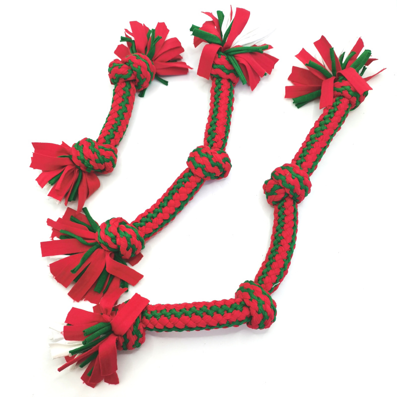 Brinquedo para cachorro com corda de cores de Natal